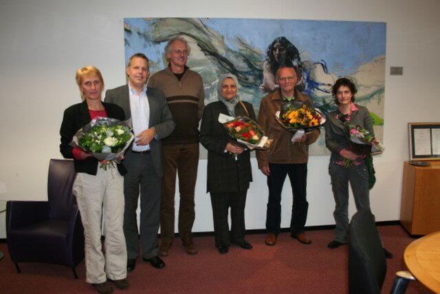 Vier vrijwilligers te gast bij wethouder Langius